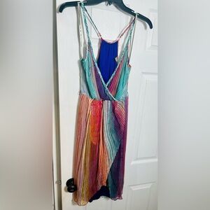 Charlie Jade Striped Multicolor Wrap Midi Dress